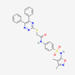 molecular formula C28H24N6O4S2 B4085591 N-(4-{[(3,4-dimethyl-5-isoxazolyl)amino]sulfonyl}phenyl)-2-[(5,6-diphenyl-1,2,4-triazin-3-yl)thio]acetamide 
