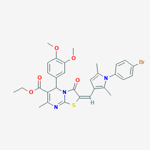 molecular formula C31H30BrN3O5S B408562 ethyl 2-{[1-(4-bromophenyl)-2,5-dimethyl-1H-pyrrol-3-yl]methylene}-5-(3,4-dimethoxyphenyl)-7-methyl-3-oxo-2,3-dihydro-5H-[1,3]thiazolo[3,2-a]pyrimidine-6-carboxylate 