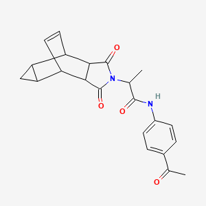 molecular formula C22H22N2O4 B4085630 N-(4-acetylphenyl)-2-(3,5-dioxo-4-azatetracyclo[5.3.2.0~2,6~.0~8,10~]dodec-11-en-4-yl)propanamide 