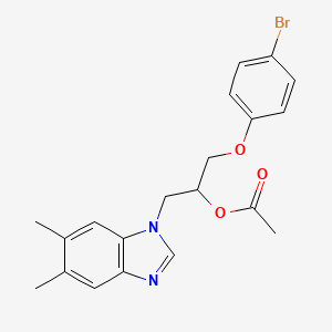 molecular formula C20H21BrN2O3 B4085631 2-(4-bromophenoxy)-1-[(5,6-dimethyl-1H-benzimidazol-1-yl)methyl]ethyl acetate 