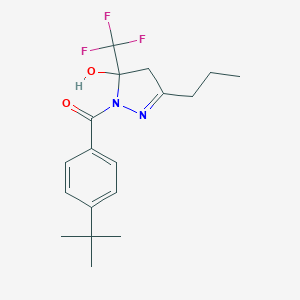 molecular formula C18H23F3N2O2 B408564 1-(4-tert-butylbenzoyl)-3-propyl-5-(trifluoromethyl)-4,5-dihydro-1H-pyrazol-5-ol 