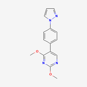 molecular formula C15H14N4O2 B4085647 2,4-dimethoxy-5-[4-(1H-pyrazol-1-yl)phenyl]pyrimidine 