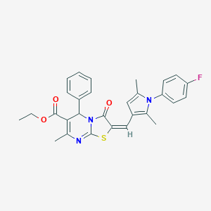molecular formula C29H26FN3O3S B408570 ethyl (2E)-2-[[1-(4-fluorophenyl)-2,5-dimethylpyrrol-3-yl]methylidene]-7-methyl-3-oxo-5-phenyl-5H-[1,3]thiazolo[3,2-a]pyrimidine-6-carboxylate CAS No. 333770-40-4