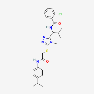 molecular formula C25H30ClN5O2S B4085717 2-chloro-N-{1-[5-({2-[(4-isopropylphenyl)amino]-2-oxoethyl}thio)-4-methyl-4H-1,2,4-triazol-3-yl]-2-methylpropyl}benzamide 