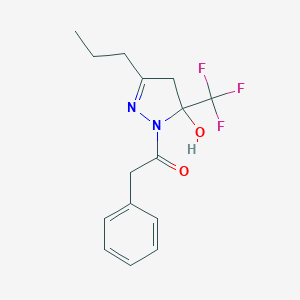 molecular formula C15H17F3N2O2 B408573 1-(phenylacetyl)-3-propyl-5-(trifluoromethyl)-4,5-dihydro-1H-pyrazol-5-ol 