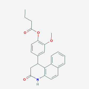 molecular formula C24H23NO4 B4085749 2-methoxy-4-(3-oxo-1,2,3,4-tetrahydrobenzo[f]quinolin-1-yl)phenyl butyrate 