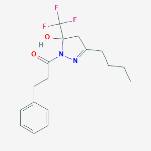 molecular formula C17H21F3N2O2 B408575 3-butyl-1-(3-phenylpropanoyl)-5-(trifluoromethyl)-4,5-dihydro-1H-pyrazol-5-ol 