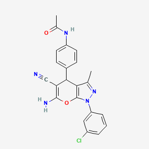 molecular formula C22H18ClN5O2 B4085755 N-{4-[6-amino-1-(3-chlorophenyl)-5-cyano-3-methyl-1,4-dihydropyrano[2,3-c]pyrazol-4-yl]phenyl}acetamide 