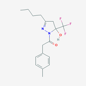 molecular formula C17H21F3N2O2 B408576 3-butyl-1-[(4-methylphenyl)acetyl]-5-(trifluoromethyl)-4,5-dihydro-1H-pyrazol-5-ol 