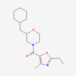 molecular formula C18H28N2O3 B4085770 2-(cyclohexylmethyl)-4-[(2-ethyl-4-methyl-1,3-oxazol-5-yl)carbonyl]morpholine 