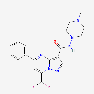 molecular formula C19H20F2N6O B4085799 7-(difluoromethyl)-N-(4-methyl-1-piperazinyl)-5-phenylpyrazolo[1,5-a]pyrimidine-3-carboxamide 