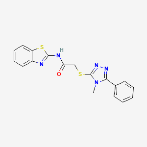 molecular formula C18H15N5OS2 B4085822 N-1,3-benzothiazol-2-yl-2-[(4-methyl-5-phenyl-4H-1,2,4-triazol-3-yl)thio]acetamide 