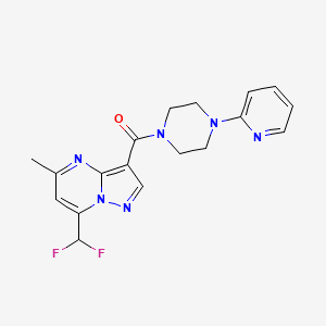 molecular formula C18H18F2N6O B4085866 7-(difluoromethyl)-5-methyl-3-{[4-(2-pyridinyl)-1-piperazinyl]carbonyl}pyrazolo[1,5-a]pyrimidine 