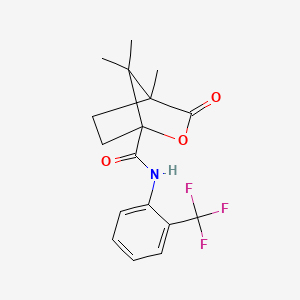 molecular formula C17H18F3NO3 B4085917 4,7,7-trimethyl-3-oxo-N-[2-(trifluoromethyl)phenyl]-2-oxabicyclo[2.2.1]heptane-1-carboxamide 