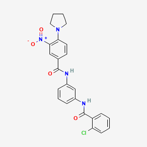 molecular formula C24H21ClN4O4 B4085948 N-{3-[(2-chlorobenzoyl)amino]phenyl}-3-nitro-4-(1-pyrrolidinyl)benzamide 