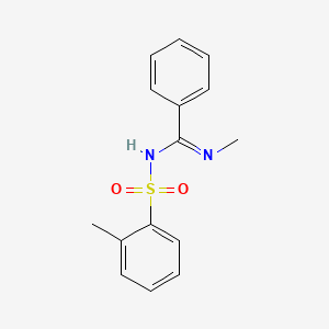 molecular formula C15H16N2O2S B4085985 N-methyl-N'-[(2-methylphenyl)sulfonyl]benzenecarboximidamide 
