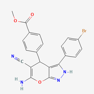 molecular formula C21H15BrN4O3 B4086017 methyl 4-[6-amino-3-(4-bromophenyl)-5-cyano-1,4-dihydropyrano[2,3-c]pyrazol-4-yl]benzoate 
