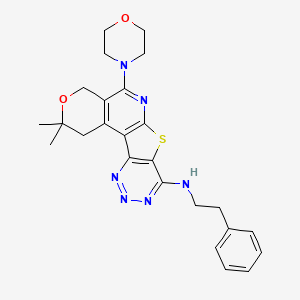 molecular formula C25H28N6O2S B4086039 2,2-dimethyl-5-(4-morpholinyl)-N-(2-phenylethyl)-1,4-dihydro-2H-pyrano[4'',3'':4',5']pyrido[3',2':4,5]thieno[3,2-d][1,2,3]triazin-8-amine 