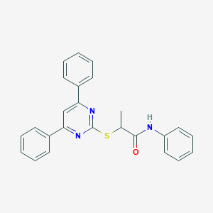 molecular formula C25H21N3OS B4086054 2-[(4,6-diphenyl-2-pyrimidinyl)thio]-N-phenylpropanamide 