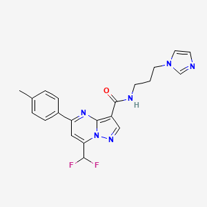 molecular formula C21H20F2N6O B4086059 7-(difluoromethyl)-N-[3-(1H-imidazol-1-yl)propyl]-5-(4-methylphenyl)pyrazolo[1,5-a]pyrimidine-3-carboxamide 