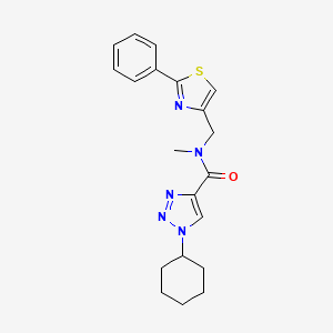 molecular formula C20H23N5OS B4086097 1-cyclohexyl-N-methyl-N-[(2-phenyl-1,3-thiazol-4-yl)methyl]-1H-1,2,3-triazole-4-carboxamide 