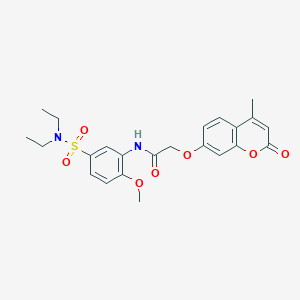 molecular formula C23H26N2O7S B4086112 N-{5-[(diethylamino)sulfonyl]-2-methoxyphenyl}-2-[(4-methyl-2-oxo-2H-chromen-7-yl)oxy]acetamide 