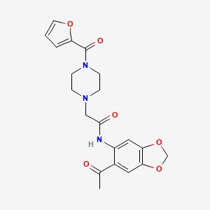 molecular formula C20H21N3O6 B4086117 N-(6-acetyl-1,3-benzodioxol-5-yl)-2-[4-(2-furoyl)-1-piperazinyl]acetamide 