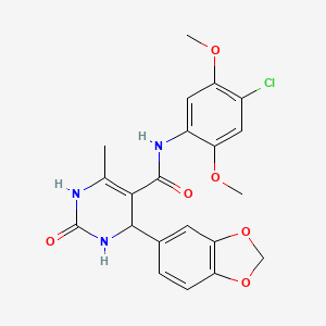 molecular formula C21H20ClN3O6 B4086144 4-(1,3-benzodioxol-5-yl)-N-(4-chloro-2,5-dimethoxyphenyl)-6-methyl-2-oxo-1,2,3,4-tetrahydro-5-pyrimidinecarboxamide 