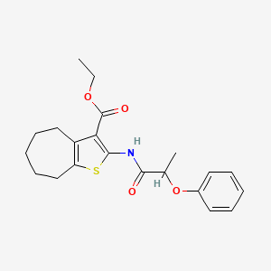 molecular formula C21H25NO4S B4086172 ethyl 2-[(2-phenoxypropanoyl)amino]-5,6,7,8-tetrahydro-4H-cyclohepta[b]thiophene-3-carboxylate 
