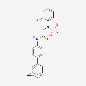 molecular formula C25H29FN2O3S B4086199 N~1~-[4-(1-adamantyl)phenyl]-N~2~-(2-fluorophenyl)-N~2~-(methylsulfonyl)glycinamide 