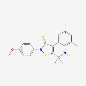molecular formula C21H22N2OS2 B408620 2-(4-methoxyphenyl)-4,4,6,8-tetramethyl-4,5-dihydroisothiazolo[5,4-c]quinoline-1(2H)-thione CAS No. 351191-23-6