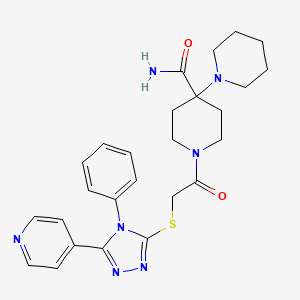 molecular formula C26H31N7O2S B4086207 1'-({[4-phenyl-5-(4-pyridinyl)-4H-1,2,4-triazol-3-yl]thio}acetyl)-1,4'-bipiperidine-4'-carboxamide 