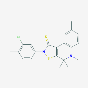 molecular formula C21H21ClN2S2 B408621 2-(3-chloro-4-methylphenyl)-4,4,5,8-tetramethyl-4,5-dihydroisothiazolo[5,4-c]quinoline-1(2H)-thione CAS No. 351191-33-8