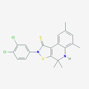 molecular formula C20H18Cl2N2S2 B408622 2-(3,4-dichlorophenyl)-4,4,6,8-tetramethyl-4,5-dihydroisothiazolo[5,4-c]quinoline-1(2H)-thione CAS No. 351191-29-2