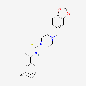 molecular formula C25H35N3O2S B4086230 N-[1-(1-adamantyl)ethyl]-4-(1,3-benzodioxol-5-ylmethyl)-1-piperazinecarbothioamide 