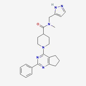 molecular formula C24H28N6O B4086240 N-methyl-1-(2-phenyl-6,7-dihydro-5H-cyclopenta[d]pyrimidin-4-yl)-N-(1H-pyrazol-5-ylmethyl)-4-piperidinecarboxamide 