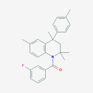 molecular formula C27H28FNO B408625 (3-fluorophenyl)[2,2,4,6-tetramethyl-4-(4-methylphenyl)-3,4-dihydroquinolin-1(2H)-yl]methanone CAS No. 353239-83-5
