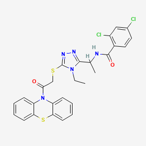 2,4-dichloro-N-[1-(4-ethyl-5-{[2-oxo-2-(10H-phenothiazin-10-yl)ethyl]thio}-4H-1,2,4-triazol-3-yl)ethyl]benzamide