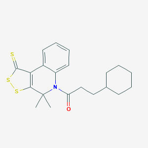 molecular formula C21H25NOS3 B408626 5-(3-cyclohexylpropanoyl)-4,4-dimethyl-4,5-dihydro-1H-[1,2]dithiolo[3,4-c]quinoline-1-thione CAS No. 351191-93-0
