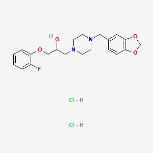 molecular formula C21H27Cl2FN2O4 B4086260 1-[4-(1,3-benzodioxol-5-ylmethyl)-1-piperazinyl]-3-(2-fluorophenoxy)-2-propanol dihydrochloride 