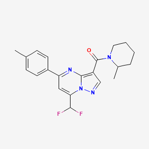 molecular formula C21H22F2N4O B4086269 7-(difluoromethyl)-5-(4-methylphenyl)-3-[(2-methyl-1-piperidinyl)carbonyl]pyrazolo[1,5-a]pyrimidine 