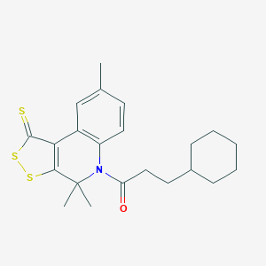 molecular formula C22H27NOS3 B408628 5-(3-cyclohexylpropanoyl)-4,4,8-trimethyl-4,5-dihydro-1H-[1,2]dithiolo[3,4-c]quinoline-1-thione CAS No. 351191-95-2