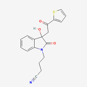 molecular formula C18H16N2O3S B4086288 4-{3-hydroxy-2-oxo-3-[2-oxo-2-(2-thienyl)ethyl]-2,3-dihydro-1H-indol-1-yl}butanenitrile 