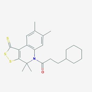 molecular formula C23H29NOS3 B408630 3-Cyclohexyl-1-(4,4,7,8-tetramethyl-1-sulfanylidenedithiolo[3,4-c]quinolin-5-yl)propan-1-one CAS No. 351191-97-4