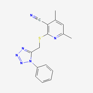 4,6-dimethyl-2-{[(1-phenyl-1H-tetrazol-5-yl)methyl]thio}nicotinonitrile