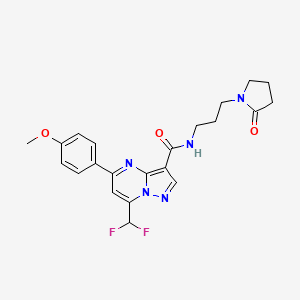 molecular formula C22H23F2N5O3 B4086327 7-(difluoromethyl)-5-(4-methoxyphenyl)-N-[3-(2-oxo-1-pyrrolidinyl)propyl]pyrazolo[1,5-a]pyrimidine-3-carboxamide 
