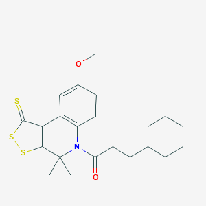 molecular formula C23H29NO2S3 B408633 3-Cyclohexyl-1-(8-ethoxy-4,4-dimethyl-1-sulfanylidenedithiolo[3,4-c]quinolin-5-yl)propan-1-one CAS No. 351192-03-5