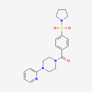 molecular formula C20H24N4O3S B4086335 1-(2-pyridinyl)-4-[4-(1-pyrrolidinylsulfonyl)benzoyl]piperazine 