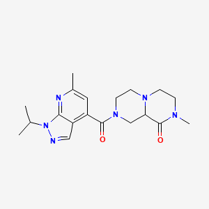 molecular formula C19H26N6O2 B4086339 8-[(1-isopropyl-6-methyl-1H-pyrazolo[3,4-b]pyridin-4-yl)carbonyl]-2-methylhexahydro-2H-pyrazino[1,2-a]pyrazin-1(6H)-one 