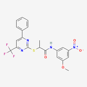 molecular formula C21H17F3N4O4S B4086344 N-(3-methoxy-5-nitrophenyl)-2-{[4-phenyl-6-(trifluoromethyl)-2-pyrimidinyl]thio}propanamide 